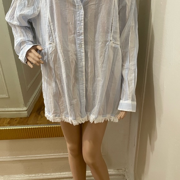 Lane Bryant White and blue Striped Blouse - Picture 9 of 13